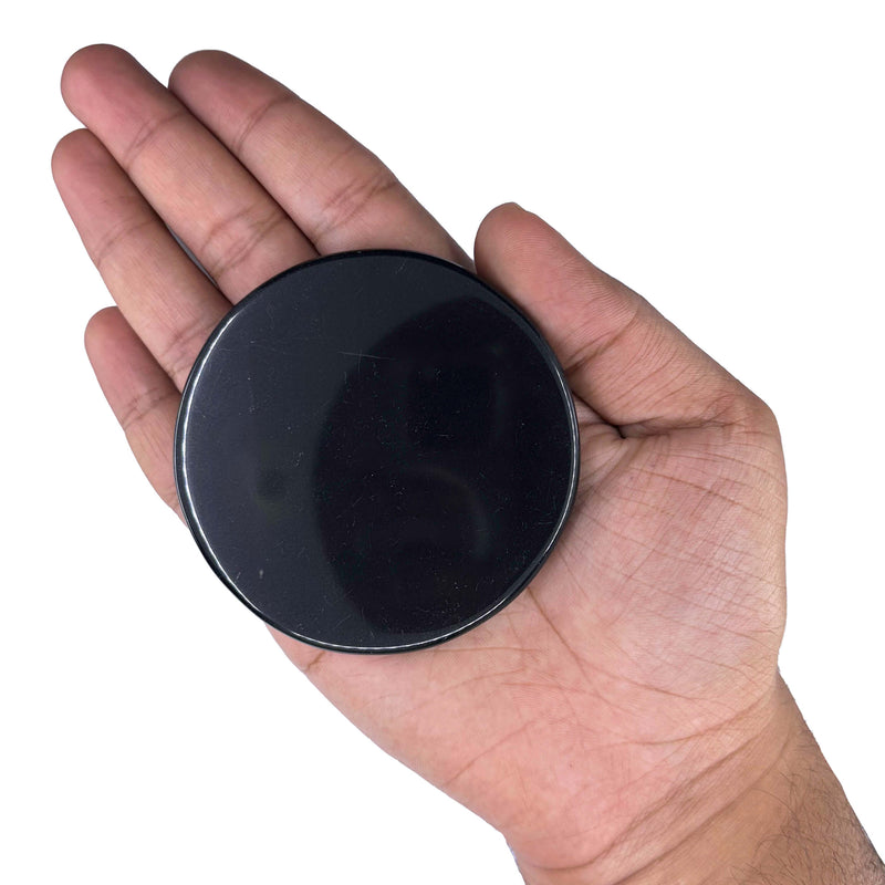 Black Obsidian Engraved Charging Plate - Yogi Chakra Design