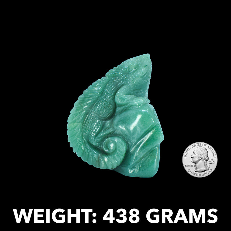 Lizard Carving - Green Aventurine (438 Grams)