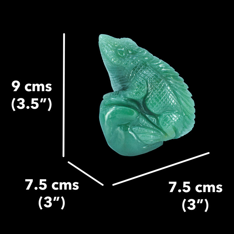 Lizard Carving - Green Aventurine (438 Grams)