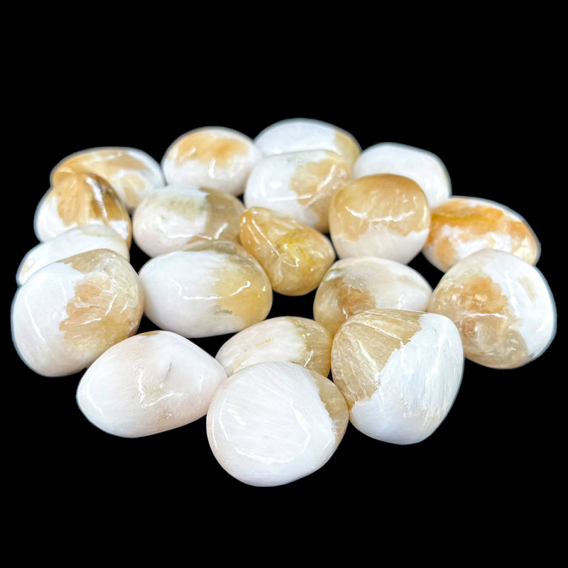 Scolecite with Stilbite Tumbles