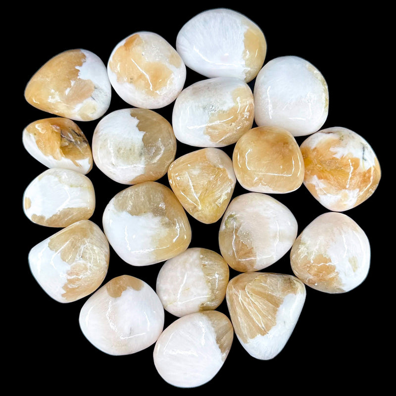 Scolecite with Stilbite Tumbles