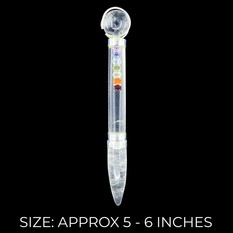 7 Chakra Cut Stone Wand - Crystal