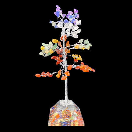7 Chakra Tree on Orgone Pyramid Base