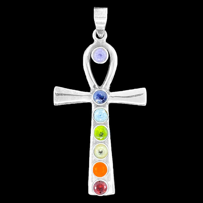 Ankh Chakra Silver Pendant