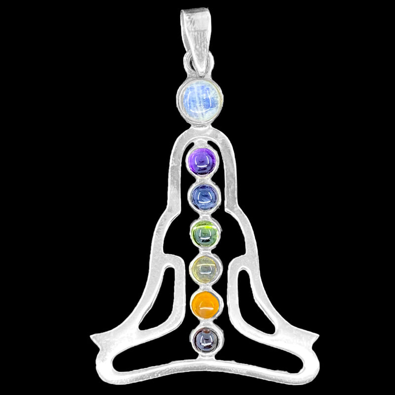 Buddha Cut Chakra Silver Pendant
