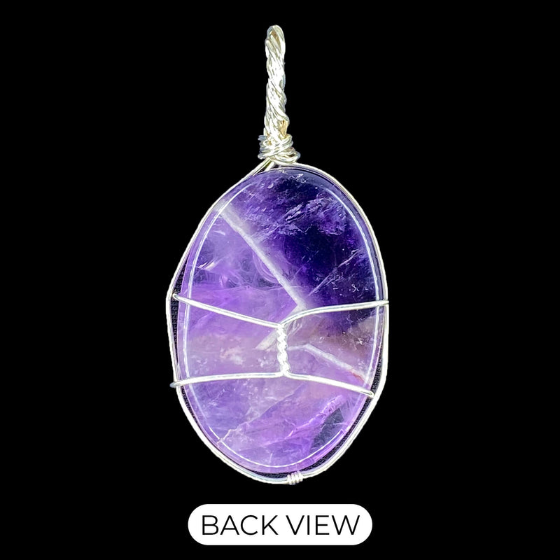 Cabochon Wire Wrap Pendant - Amethyst