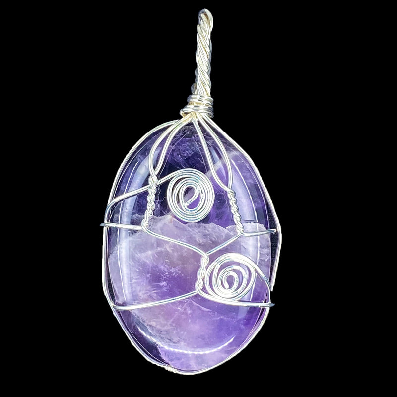 Cabochon Wire Wrap Pendant - Amethyst