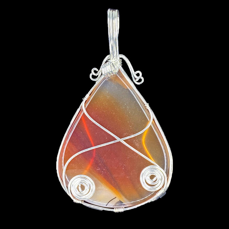 Cabochon Wire Wrap Pendant - Orange Agate