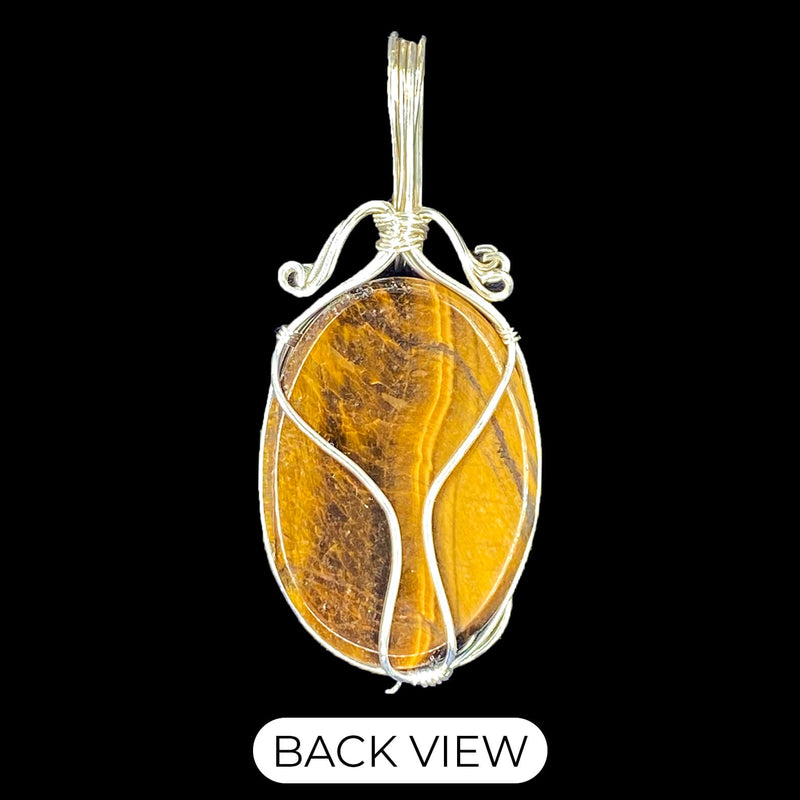 Cabochon Wire Wrap Pendant - Tiger Eye