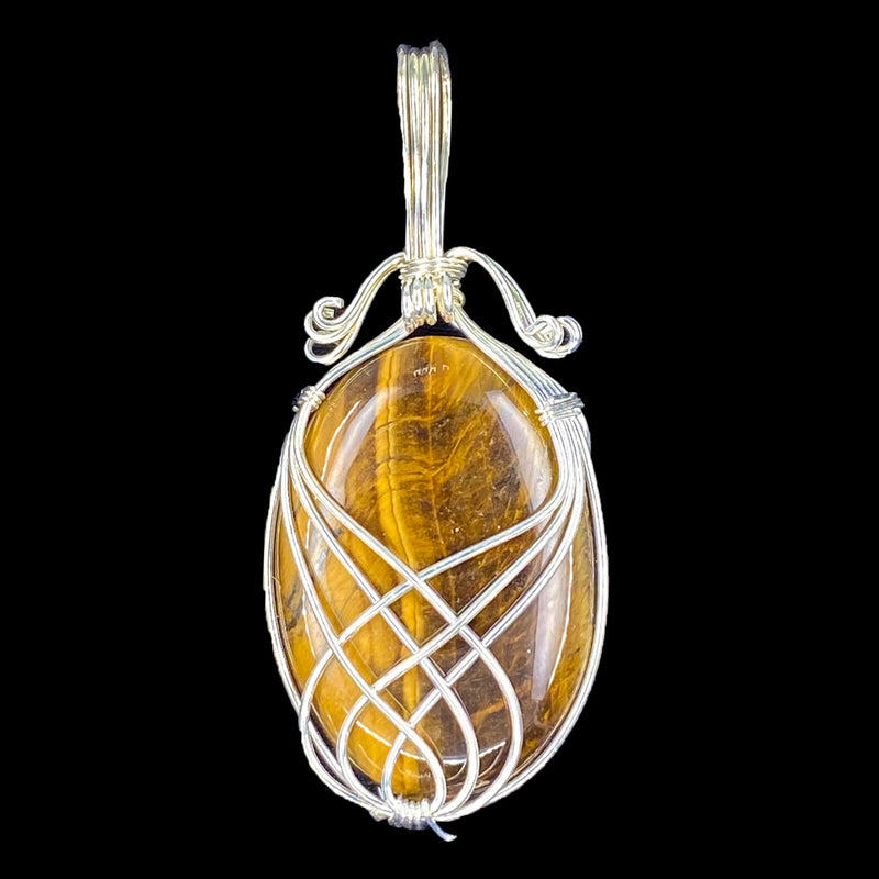 Cabochon Wire Wrap Pendant - Tiger Eye
