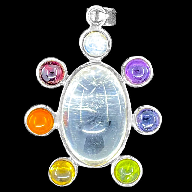 Crystal Lingam Charka Silver Pendant