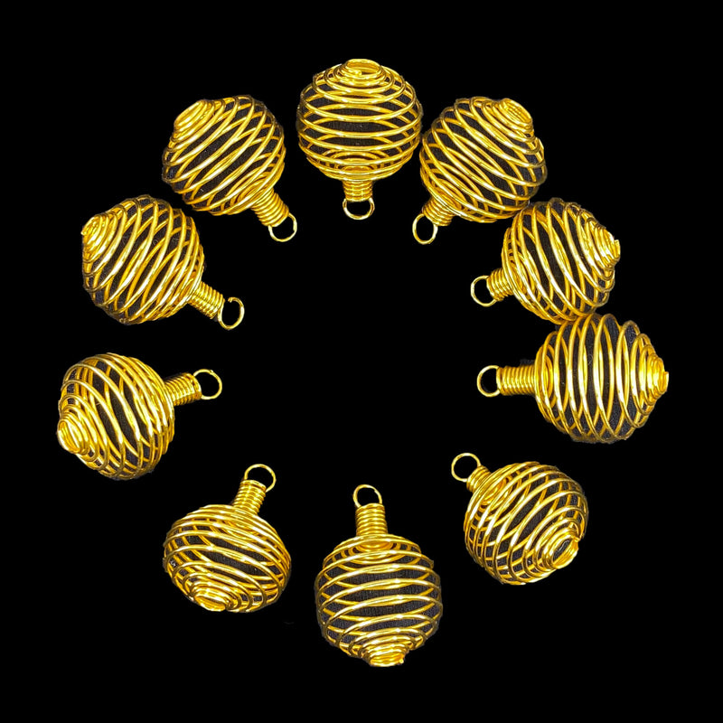 Gold Metal Spiral Cages (100 Pcs Bag)