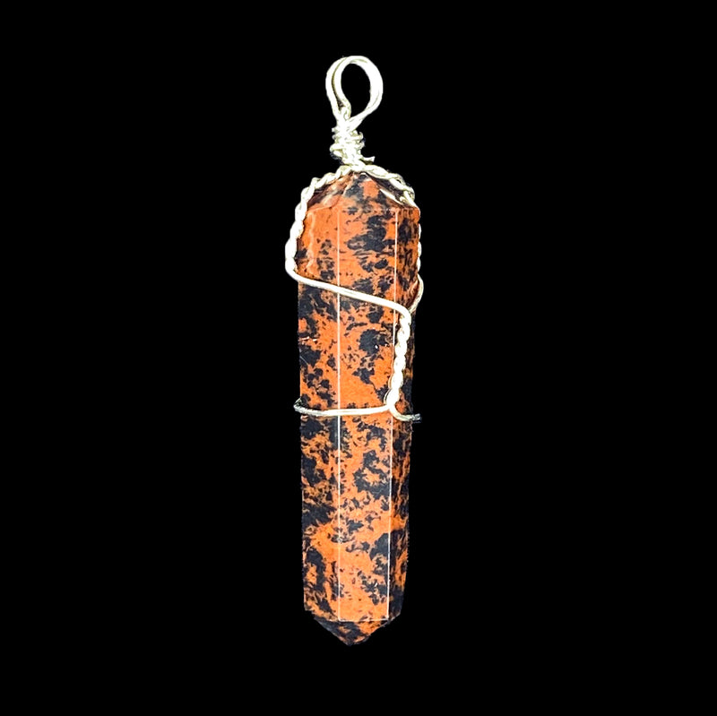 Double Terminated Wire Wrap Mahagony Obsidian Pendant