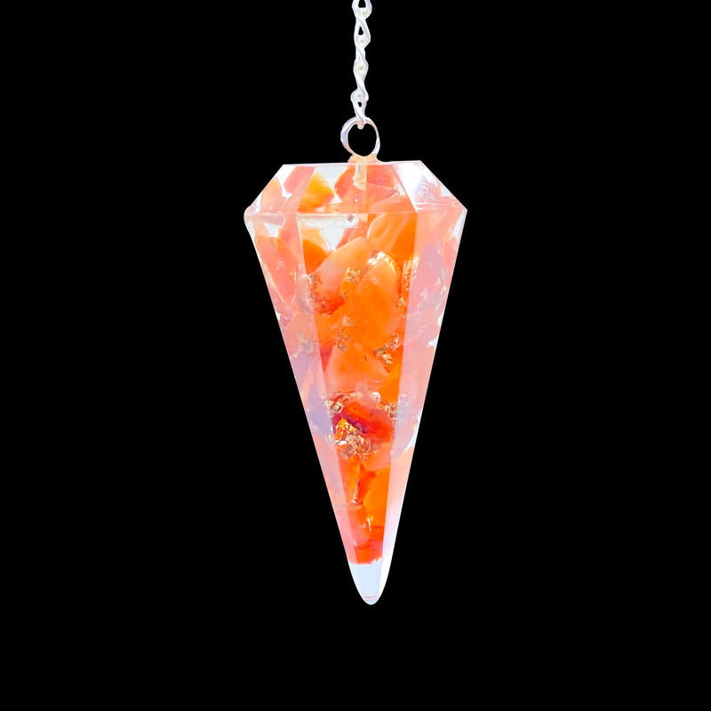 Faceted Orgonite Pendulum - Carnelian