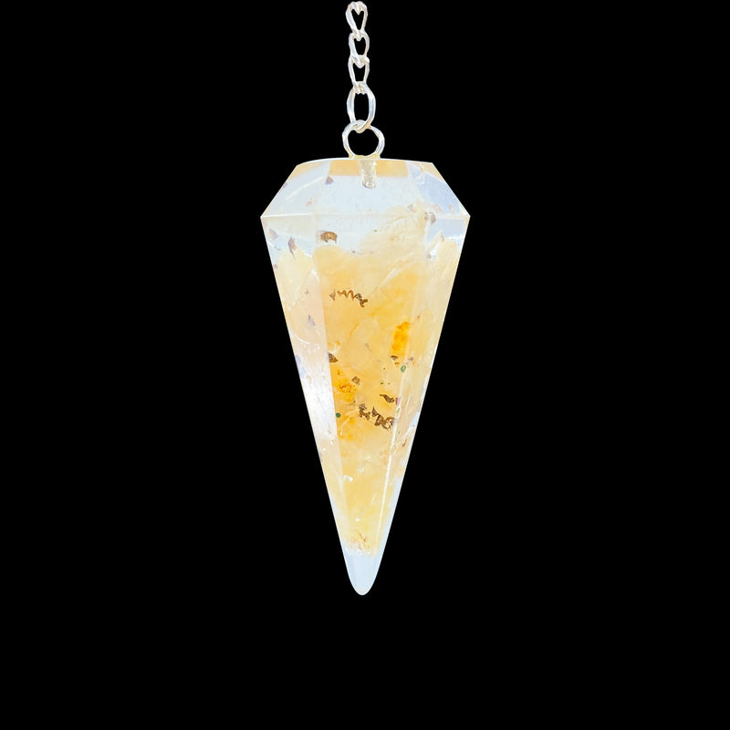 Faceted Orgonite Pendulum - Yellow Aventurine