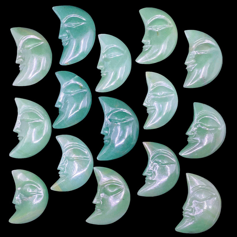 Green Aventurine Moon Carvings