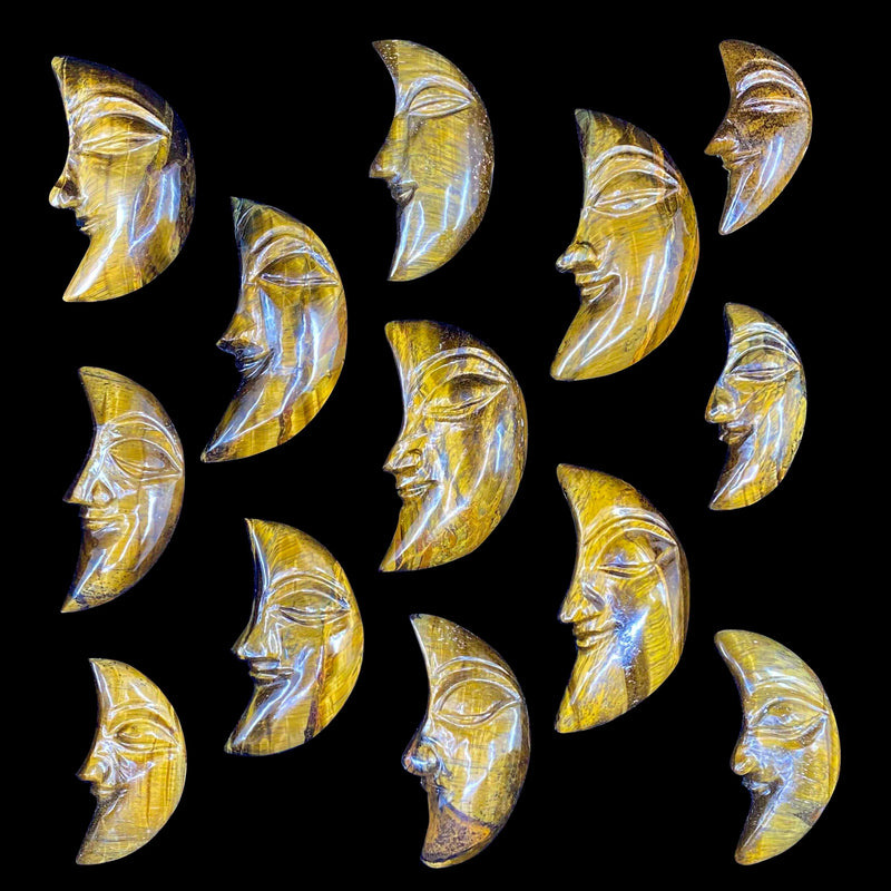Tiger Eye Moon Carvings
