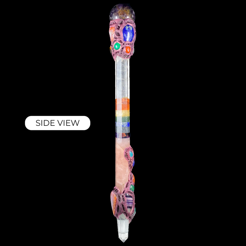 Exclusive Chakra Crystal & Rose quartz Pixie Wand
