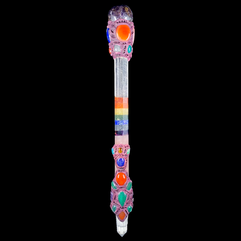 Exclusive Chakra Crystal & Rose quartz Pixie Wand