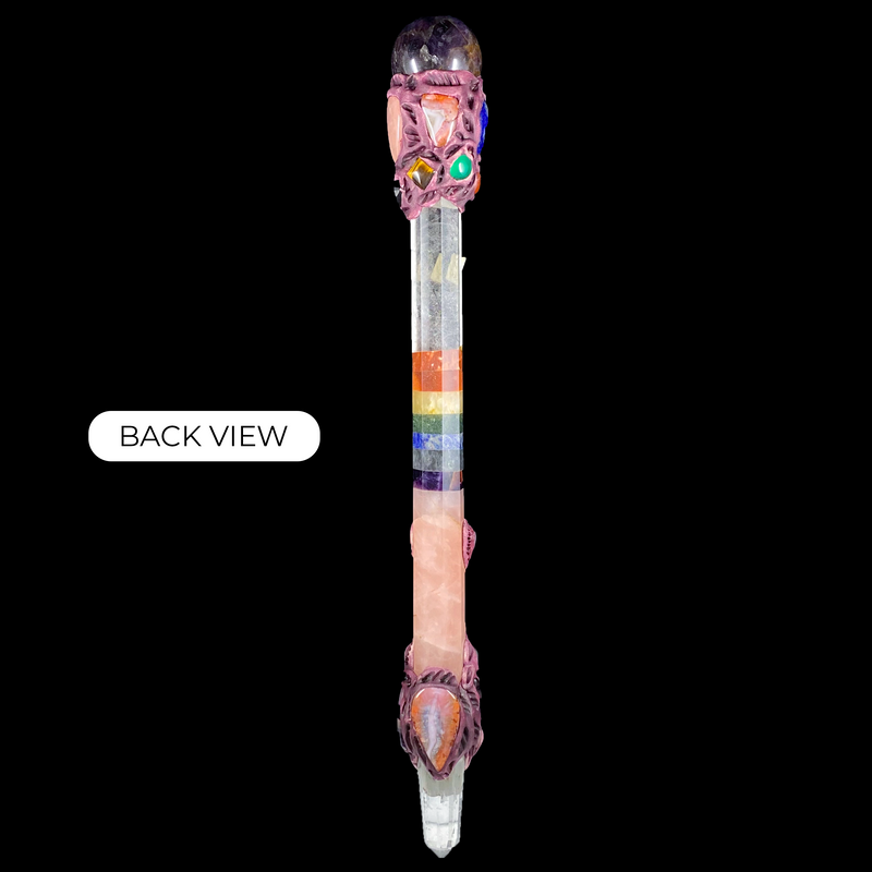 Exclusive Chakra Crystal & Rose quartz Pixie Wand