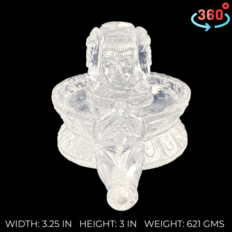 Crystal Yoni with 4 Face Shiva Head Lingam and Cow Face