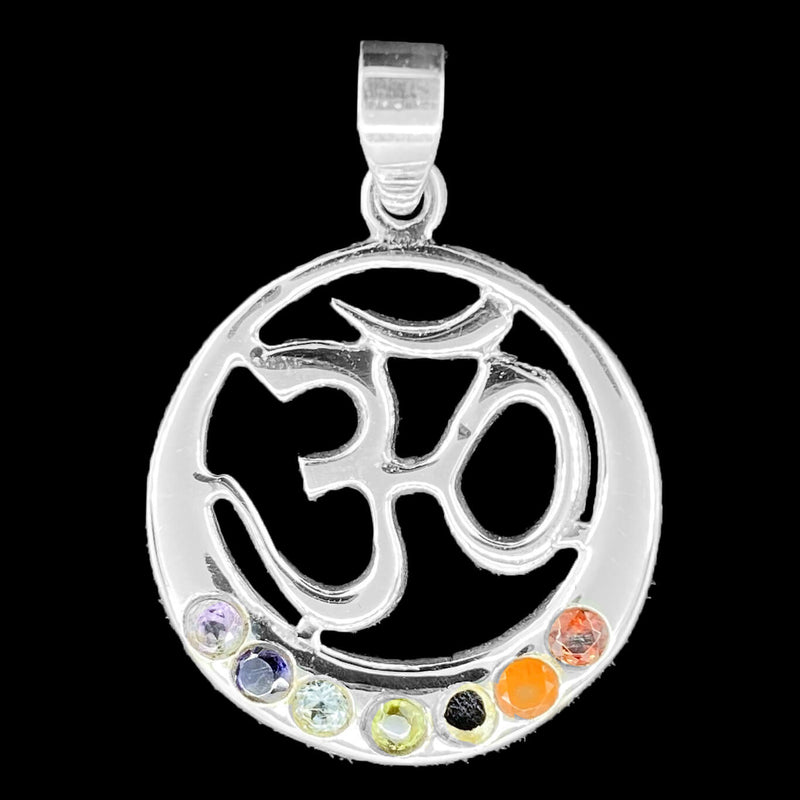 Om Moon Chakra Silver Pendant