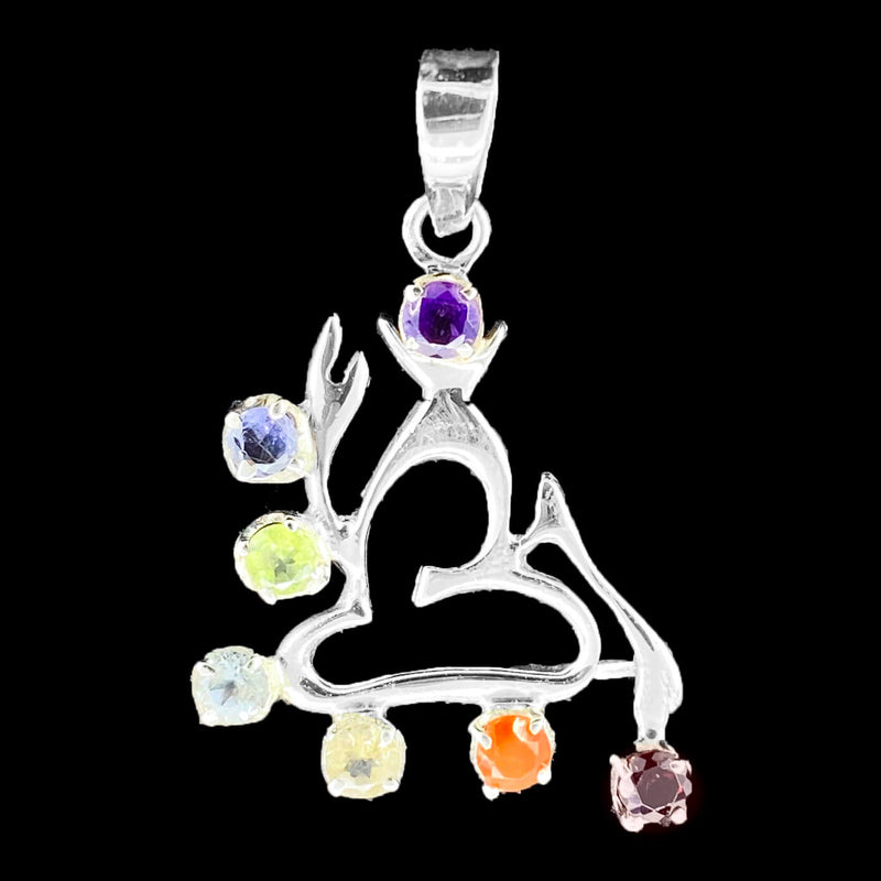 Om Triangle Chakra Silver Pendant