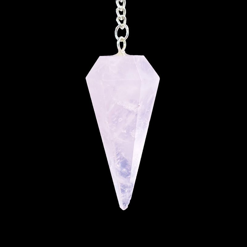 6 Faceted Pendulum - Rose Quartz