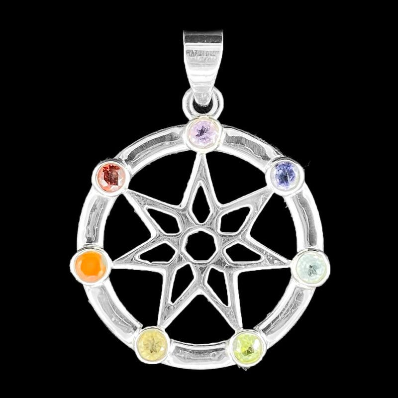 Star Circle Chakra Silver Pendant