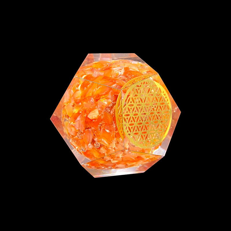 Carnelian Orgonite Faceted Sphere
