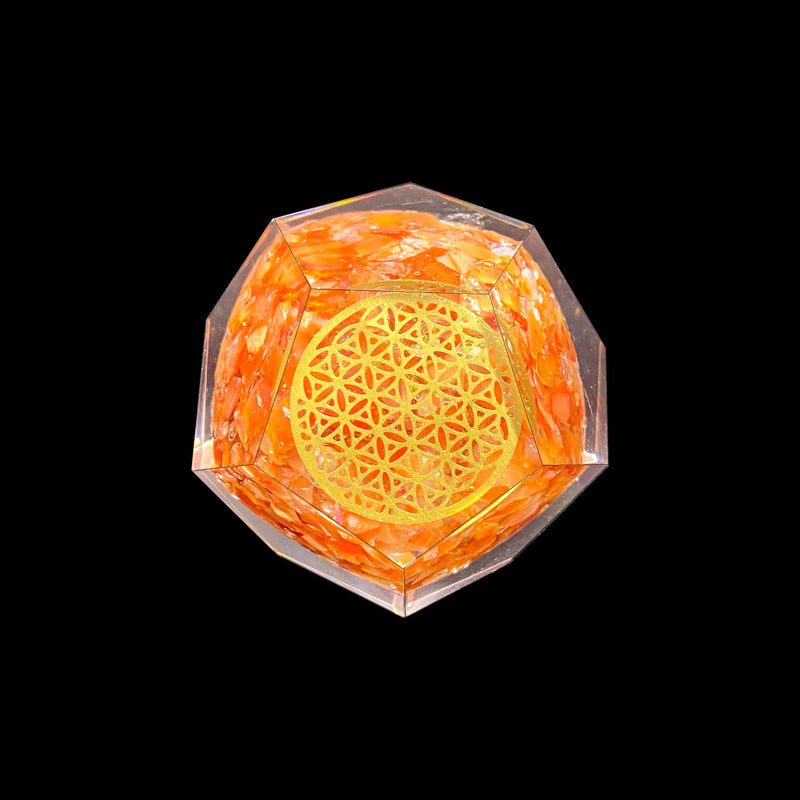 Carnelian Orgonite Faceted Sphere