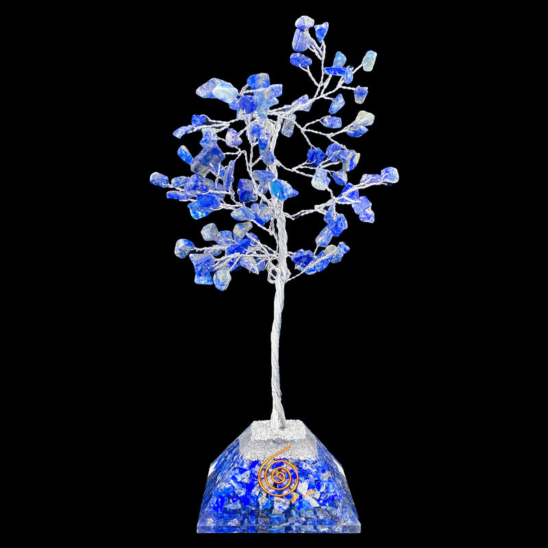 Lapis Tree on Orgone Pyramid Base