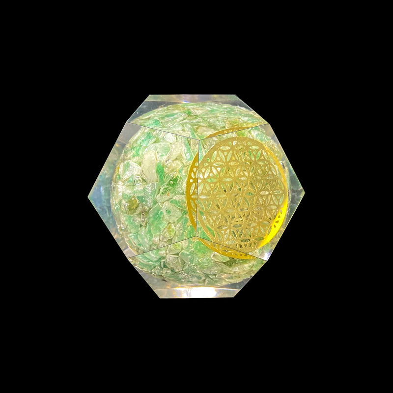 Light Green Aventurine Orgonite Faceted Sphere
