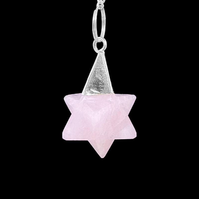 Merkaba Star Pendulum - Rose Quartz