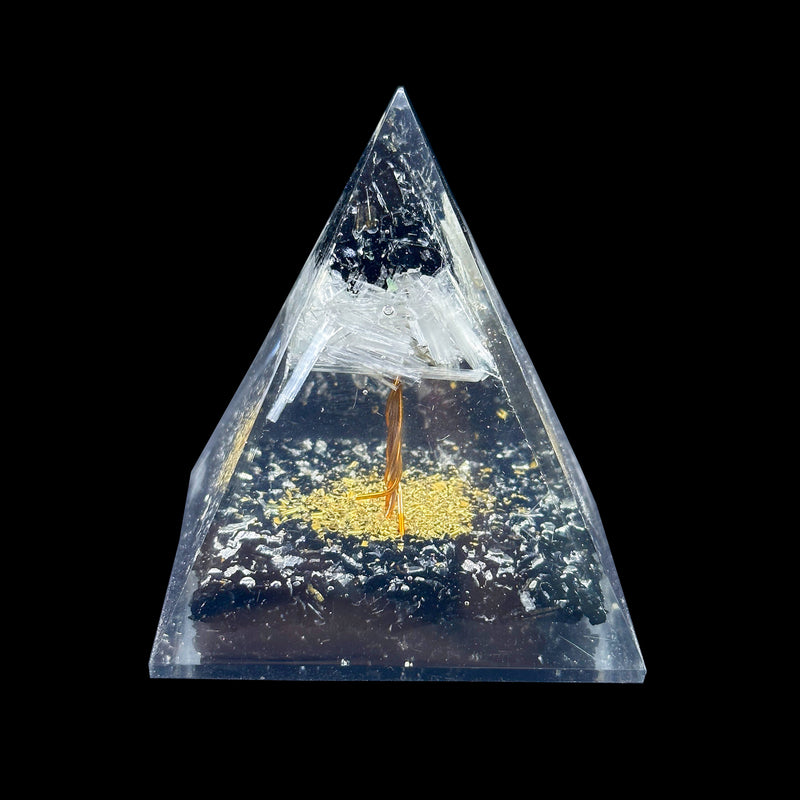 Orgone Forest Tree Pyramid - Black Tourmaline with Selenite