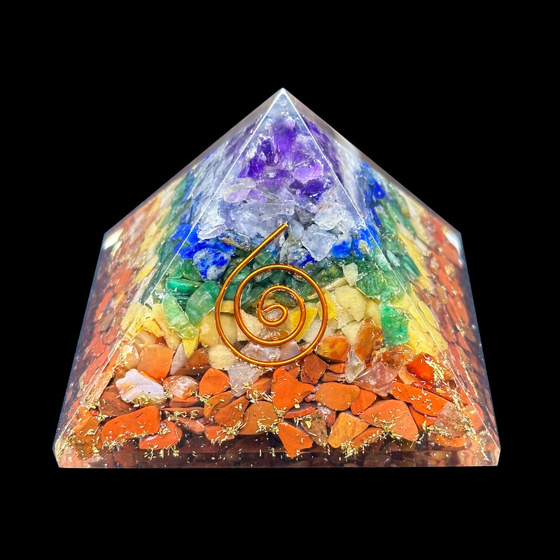 Orgone Pyramid - 7 Chakra with Natural Stones
