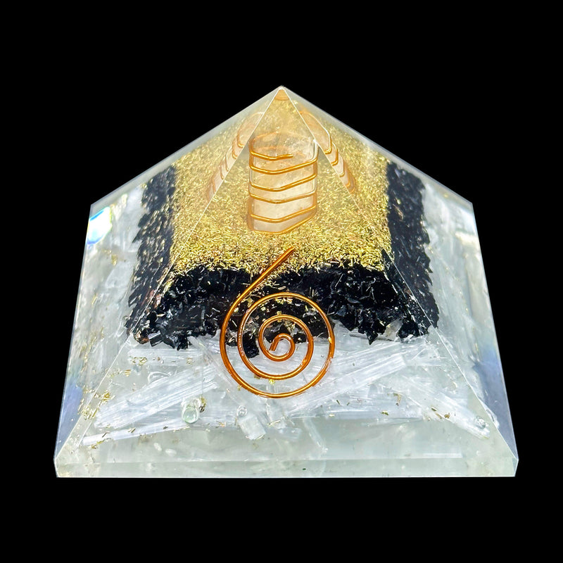 Orgone Pyramid - Black Tourmaline with Selenite