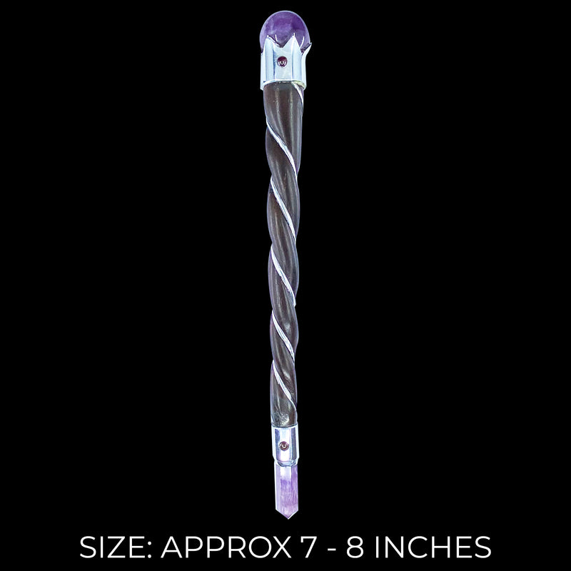 Spiral Rosewood Wand - Amethyst