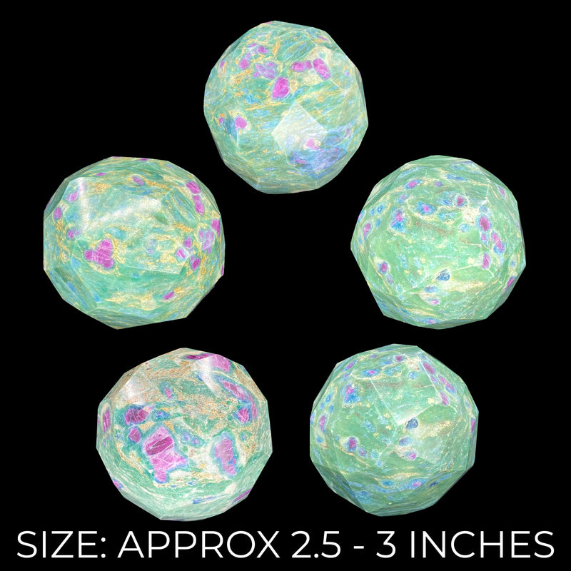 Ruby Fuchsite Faceted Spheres